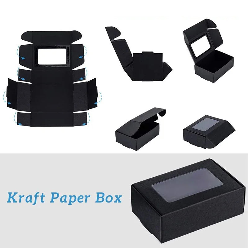 10/30pcs Kraft Paper Candy Box Transparent PVC Window Soap Boxes For Chocolates Birthday Wedding Valentine's Day