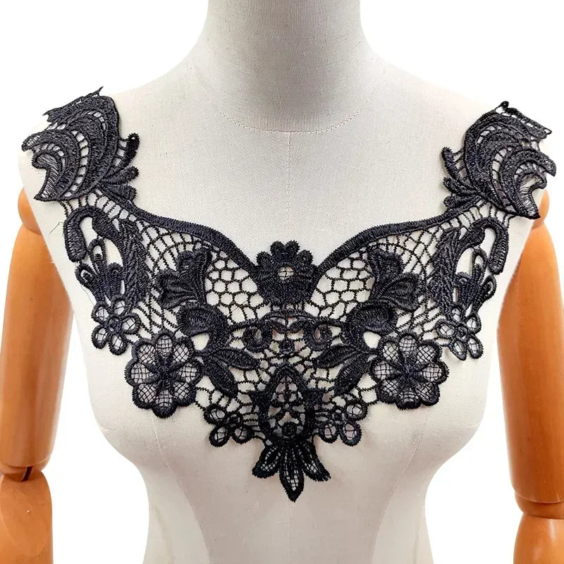 Beautiful Lace Embroidery Collar White/Black Floral Lace Decorative Collar Woman's Clothing Sewing Accessories