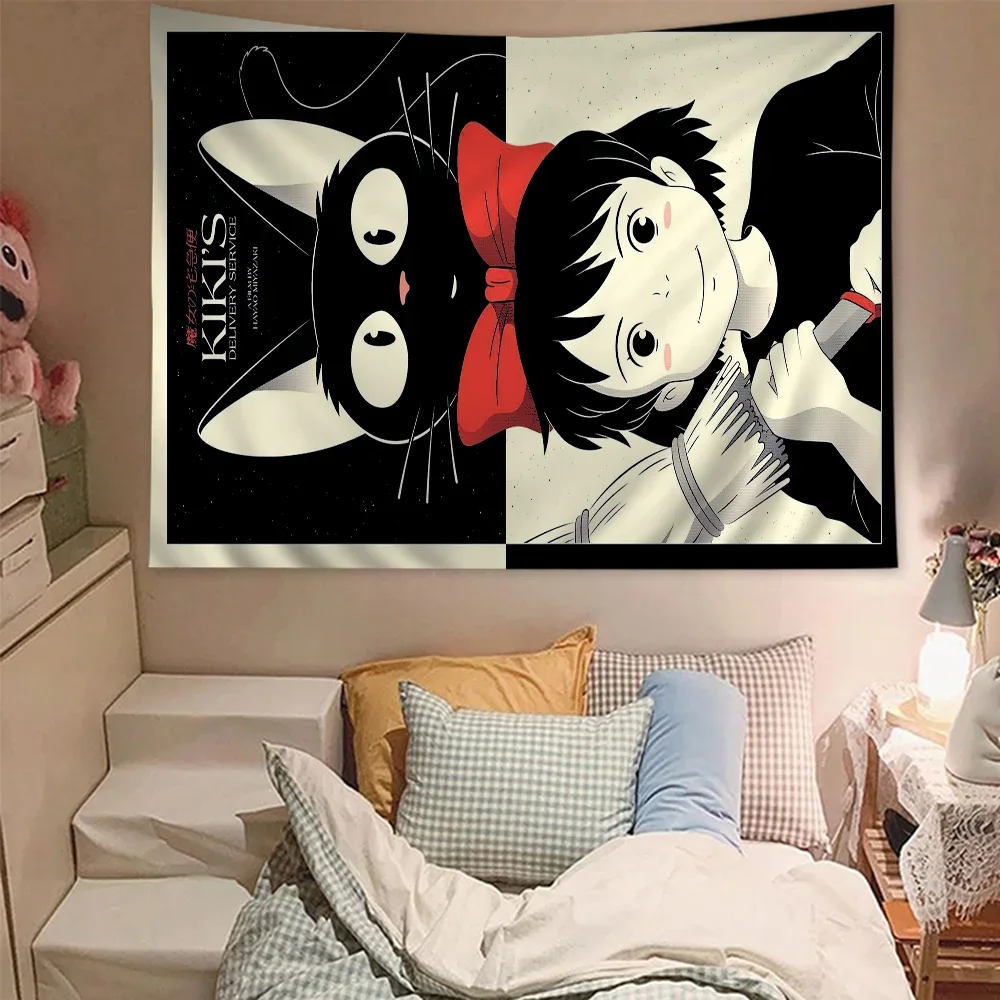 Kikis Delivery Cartoon Tapestry Art Science Fiction Room Home Decor Wall Hanging Home Decor
