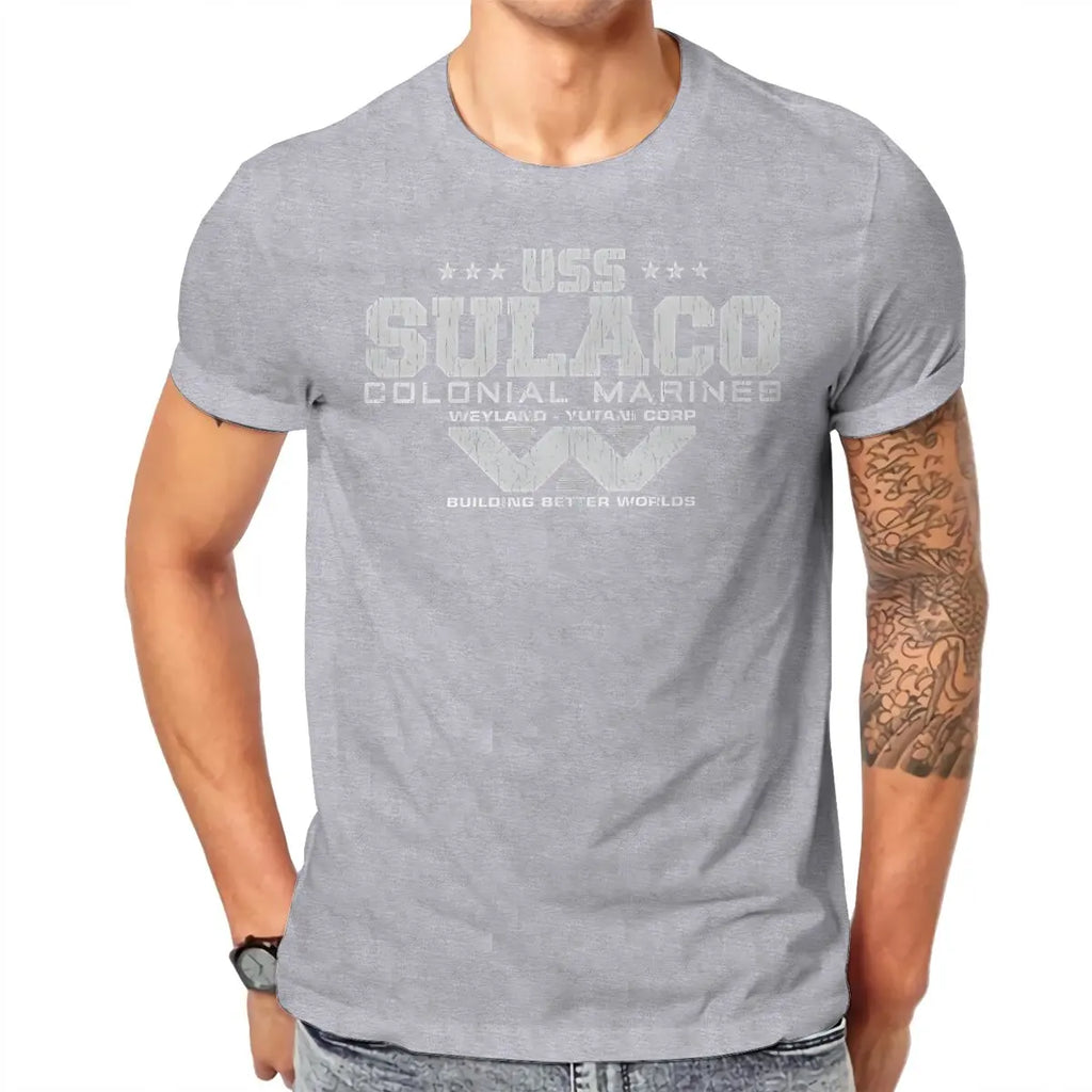 Colonial Marines USS Sulaco Tshirt Homme Men's Clothes Cotton T Shirt For Men