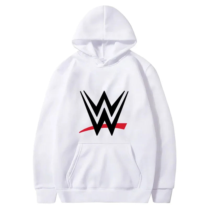 New loose hooded sweatshirt with WWE logo print, men's and women's fashionable sweaters, casual hooded sweatshirt, men's long sl