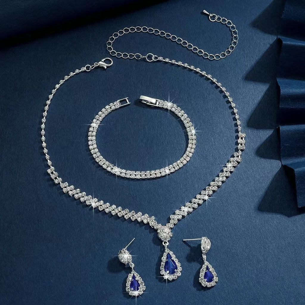 Wedding Jewelry Set for Women, Earrings, Necklace, Bracelet, Three-Piece Bridal Jewelry Set, Luxurious and High-End Accessories