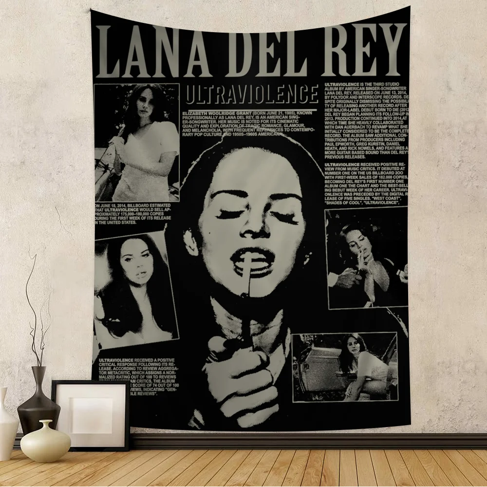 Singer Lana Del Rey Cartoon Tapestry Art Science Fiction Room Home Decor Wall Hanging Home Decor