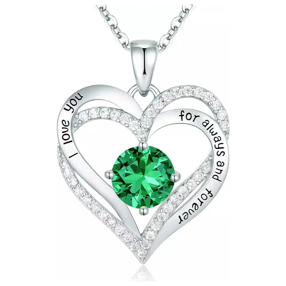 Fashionable 12th Birthday Stone Love Pendant Necklace for Women's High End Charm Jewelry Valentine's Day Gift for Girlfriend
