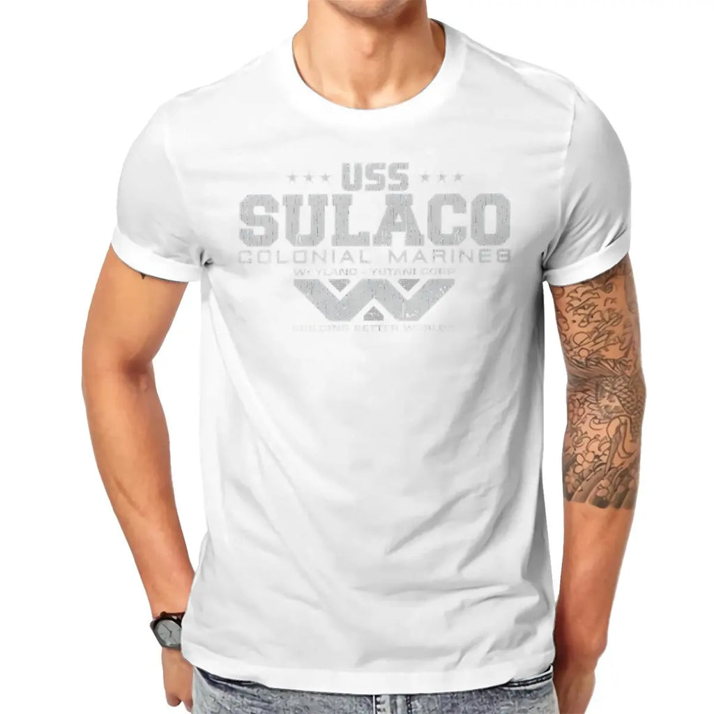 Colonial Marines USS Sulaco Tshirt Homme Men's Clothes Cotton T Shirt For Men