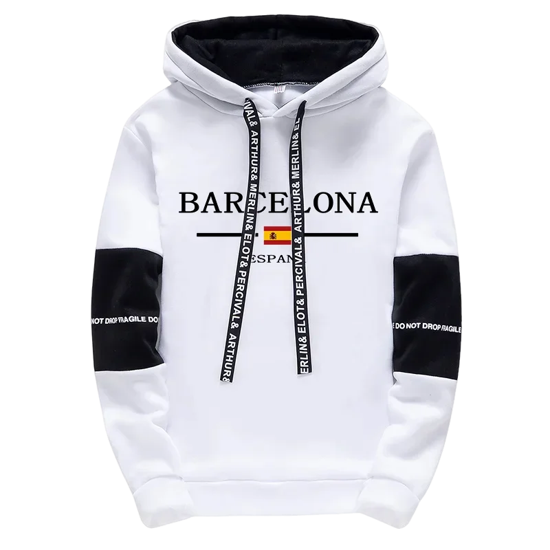 Barcelona Hoodies High Quality Male All Season Daily Casual Sports Hooded Sweatshirts Pullover 2025 Men's Clothes
