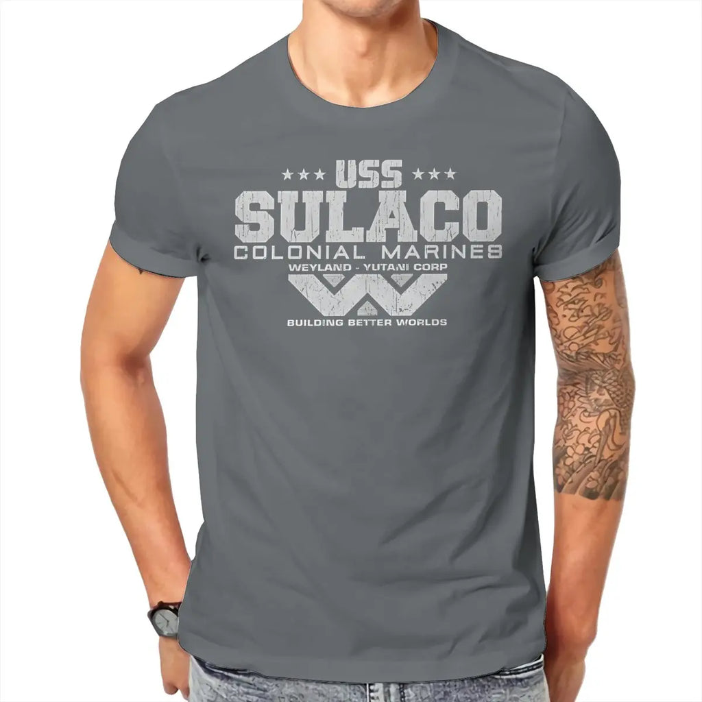 Colonial Marines USS Sulaco Tshirt Homme Men's Clothes Cotton T Shirt For Men