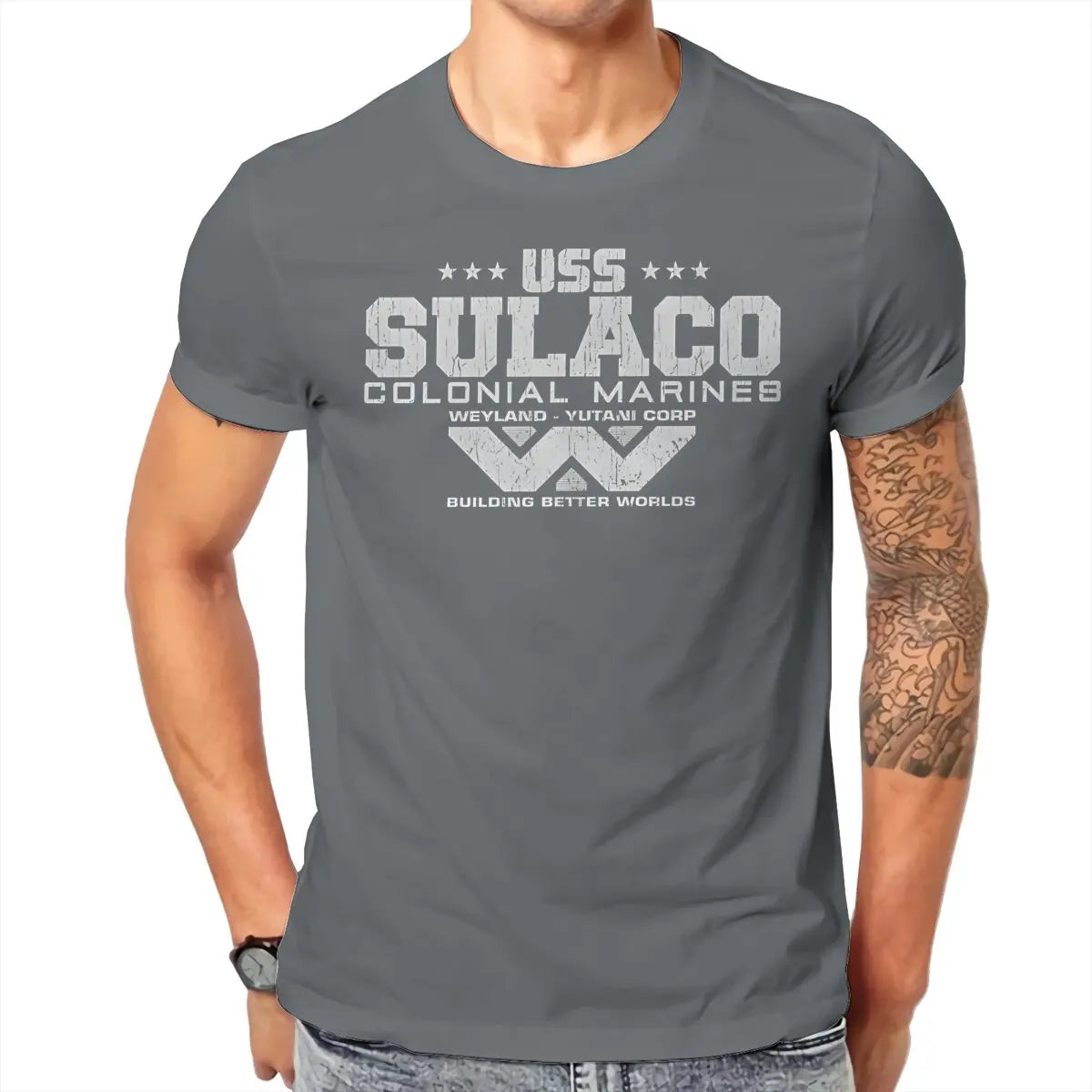 Colonial Marines USS Sulaco Tshirt Homme Men's Clothes Cotton T Shirt For Men