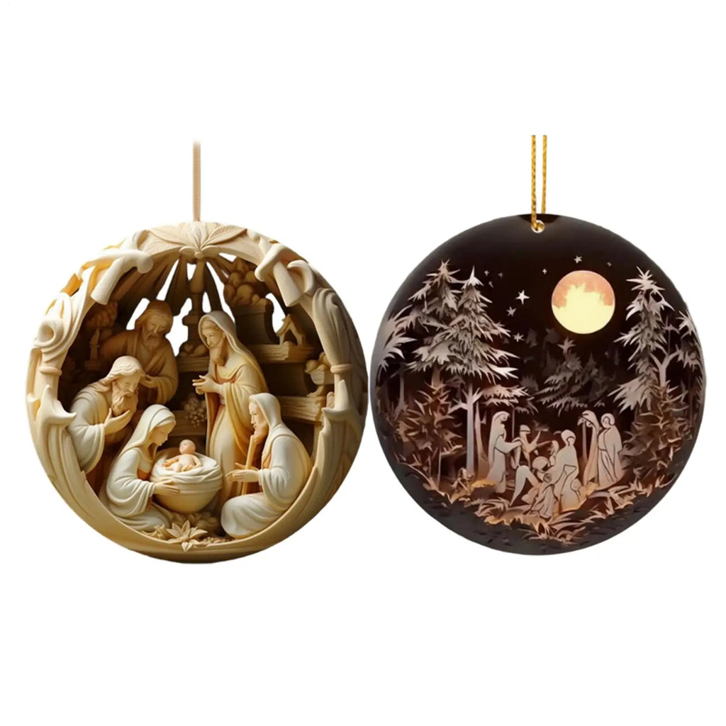 2D flat Nativity Ornament Nativity scene Christmas ornaments Easter Acrylic Ornaments Holy Family Pendants Christmas Decor