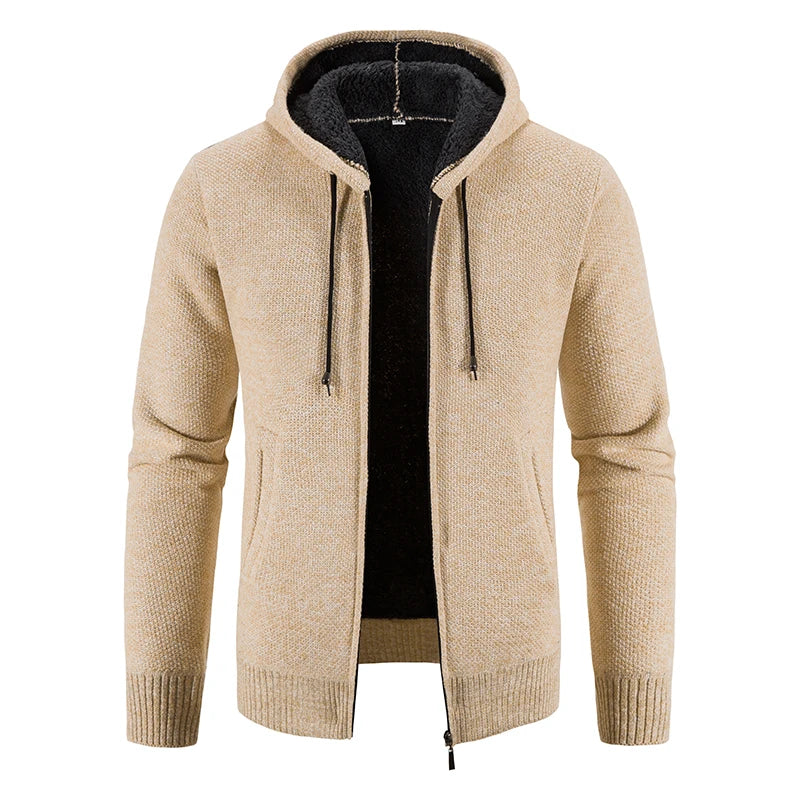 Men's Clothes Knit Sweater Cardigan Hooded Jackets Fleece Warm Casual Jackets Autumn Winter Sweaters Coats