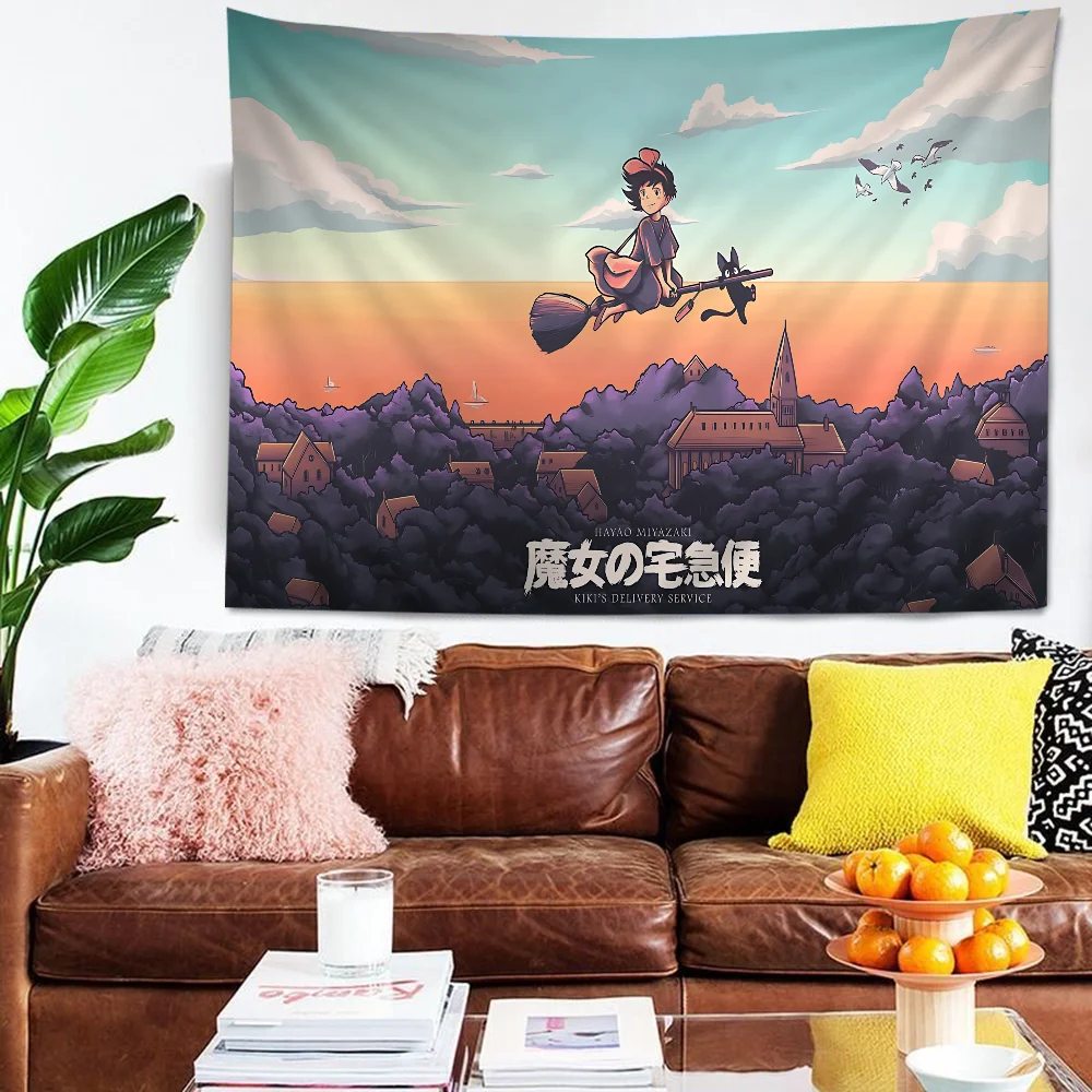 Kikis Delivery Cartoon Tapestry Art Science Fiction Room Home Decor Wall Hanging Home Decor