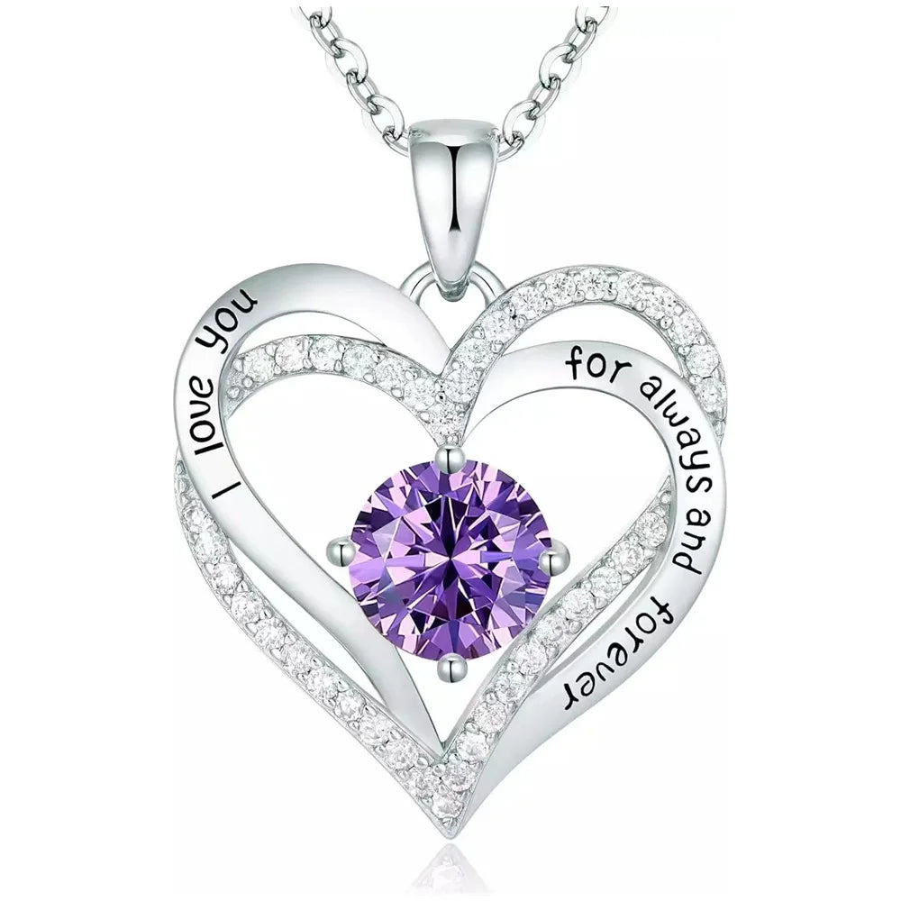 Fashionable 12th Birthday Stone Love Pendant Necklace for Women's High End Charm Jewelry Valentine's Day Gift for Girlfriend
