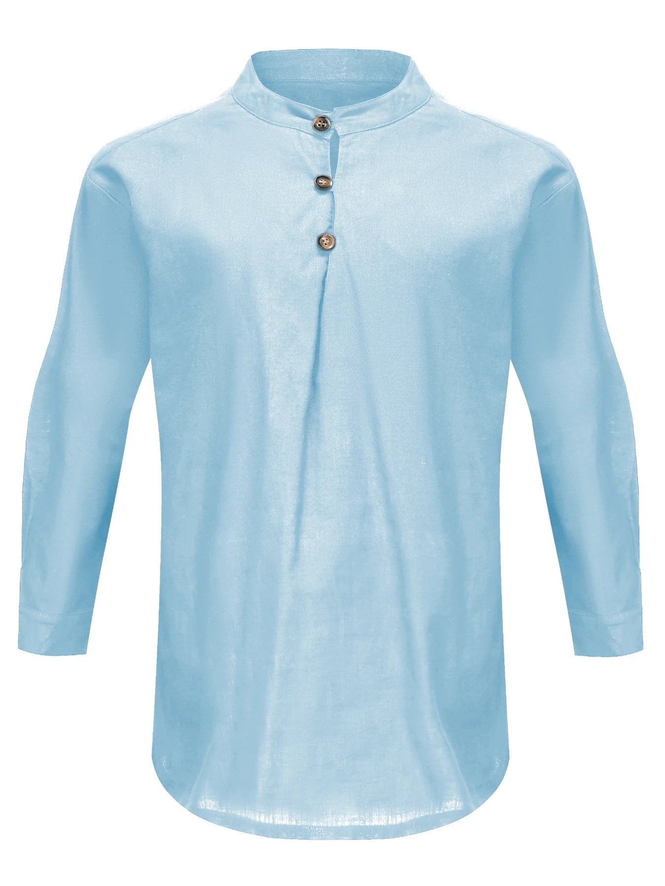 Men's Casual Solid Long Sleeve Shirt With Button Design, Men's Clothes For Spring Summer Autumn