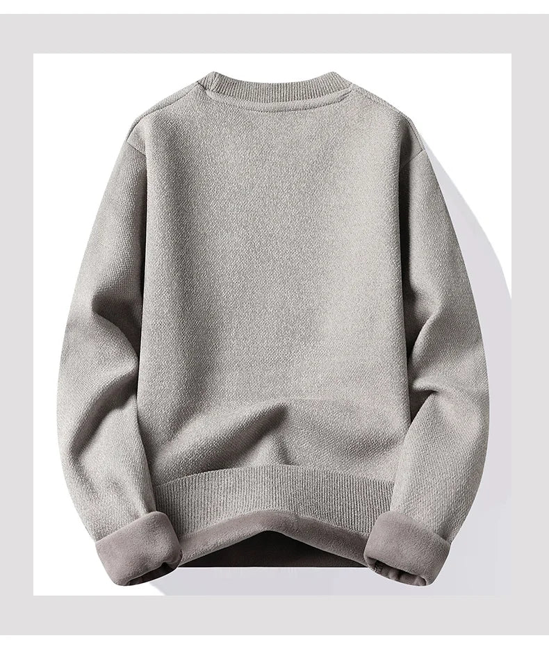 Mens Fashion Sweater Thick Fleeced Top Clothes Casual Pullovers  Jumpers Autumn Winter Men's Clothes