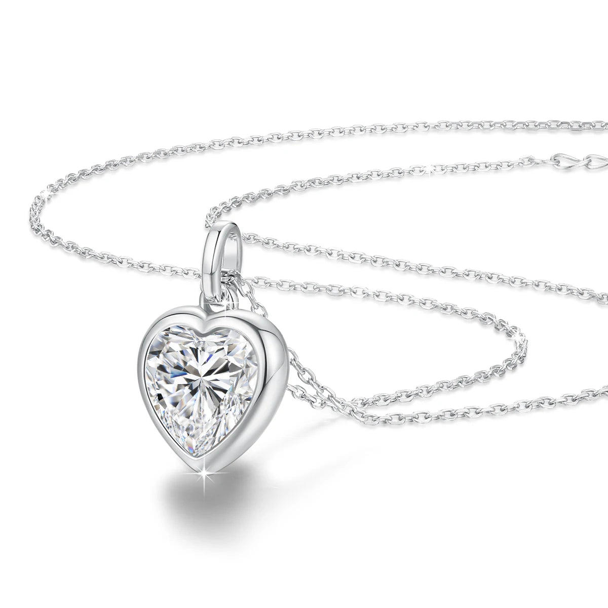 925 Sterling Silver Heart Cut Moissanite Pendant Necklaces for Valentine's Day Jewelry Gift