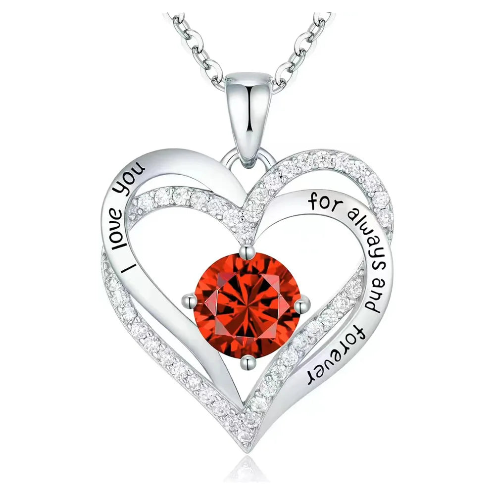Fashionable 12th Birthday Stone Love Pendant Necklace for Women's High End Charm Jewelry Valentine's Day Gift for Girlfriend