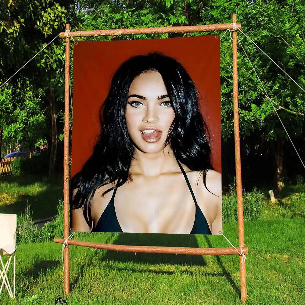 Megan Fox Actor Cartoon Flag Art Science Fiction Room Home Decor Wall Hanging Home Decor Banner