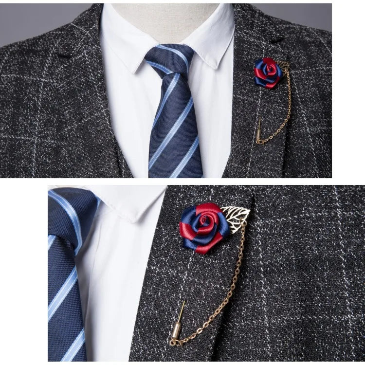 Formal Groom Wear 3 Piece (Blazer+ Vest + Pants) Men's Suit Fashion Business Gentleman Wedding Casual Plaid Cotton Linen Jacket