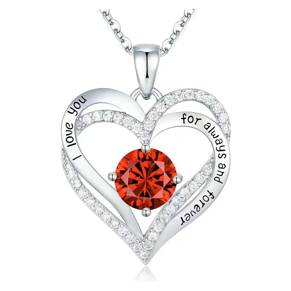 Fashionable 12th Birthday Stone Love Pendant Necklace for Women's High End Charm Jewelry Valentine's Day Gift for Girlfriend