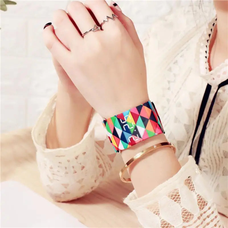 Square Pattern Paper Electronic Watch Durable LED Digital Watch Digital Display Waterproof Paper Women's Valentine's Day Gift