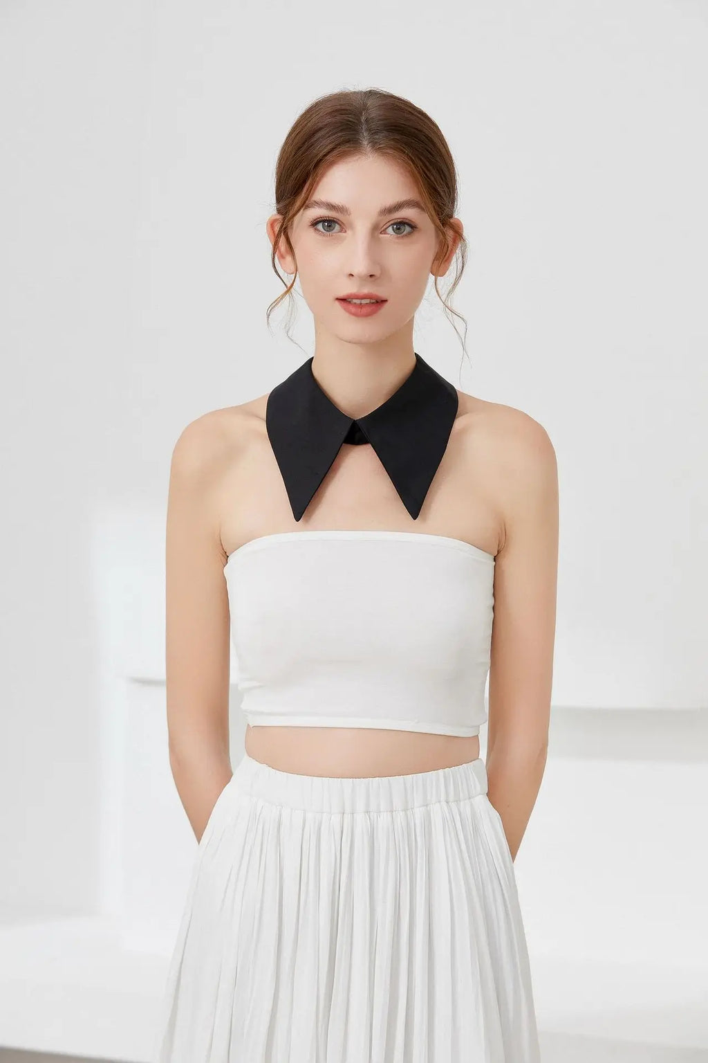Fashionable Detachable Collar for Woman Black/White Simple Chiffon Collar Woman's Clothing Accessories
