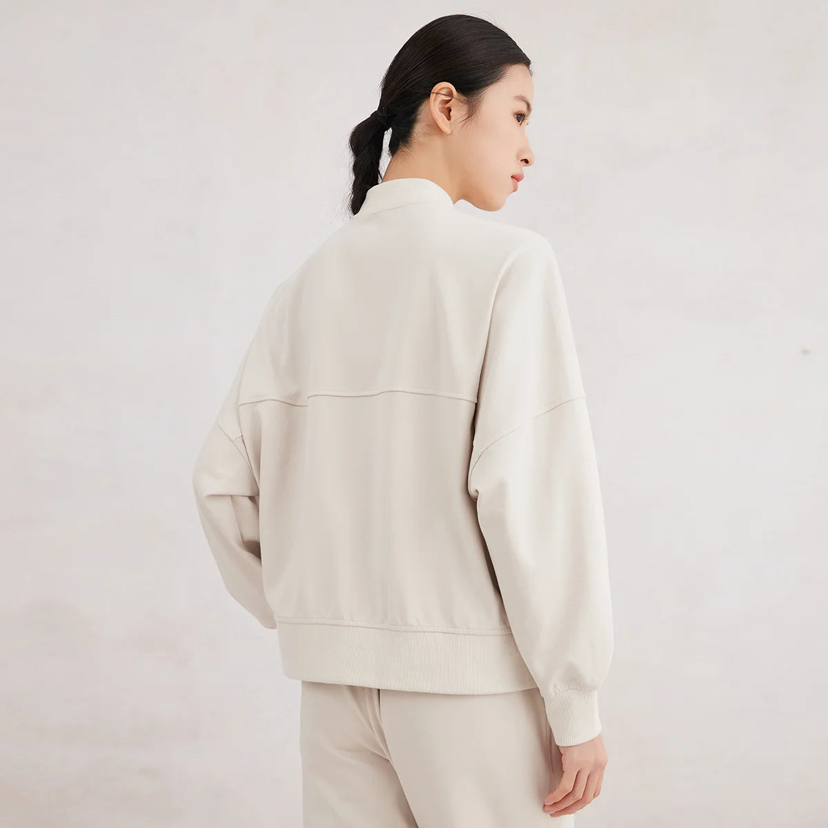 K3061W Spring High Quality Woman's Clothing 96% Combed Cotton Hooded Zipper Sweatshirt Jacket