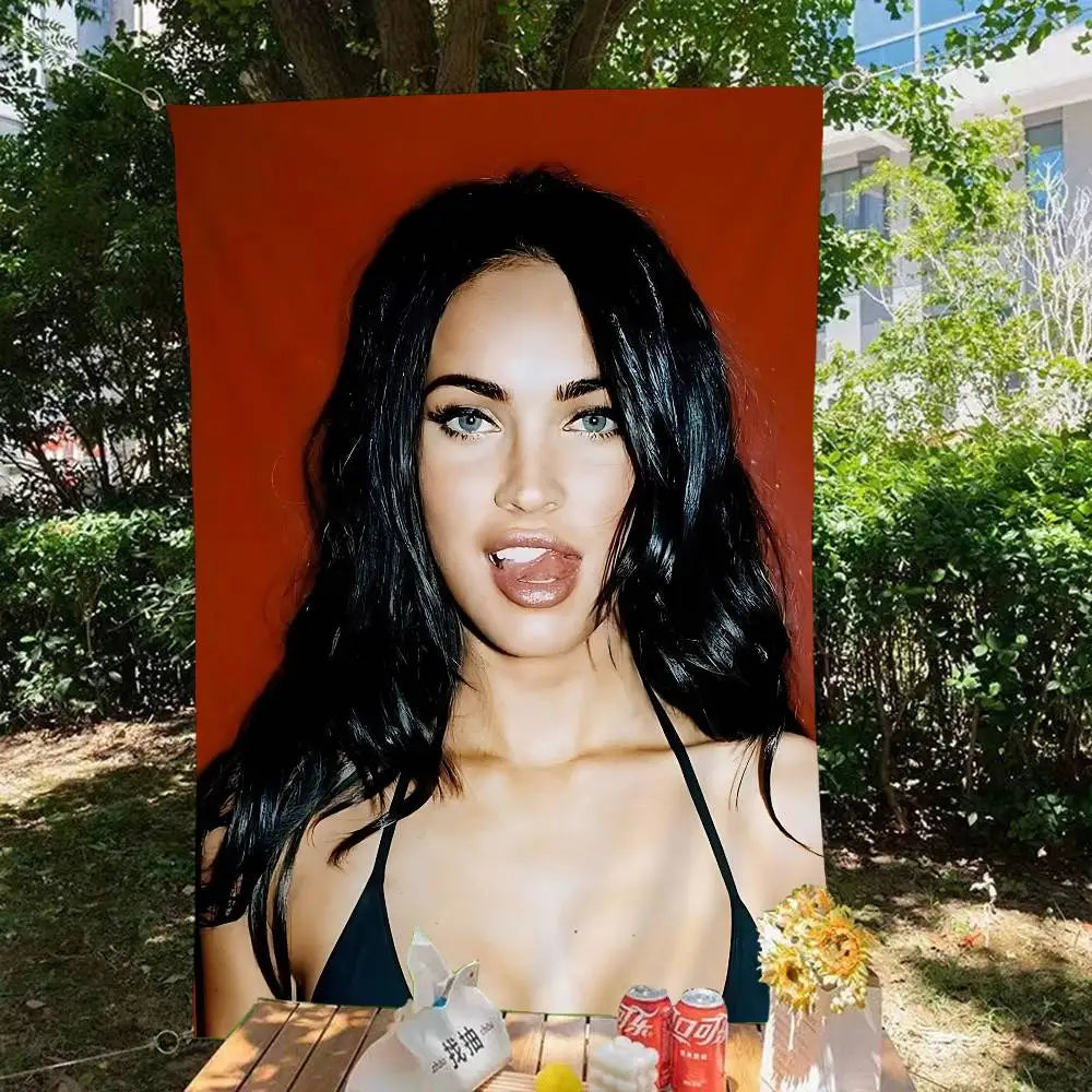 Megan Fox Actor Cartoon Flag Art Science Fiction Room Home Decor Wall Hanging Home Decor Banner