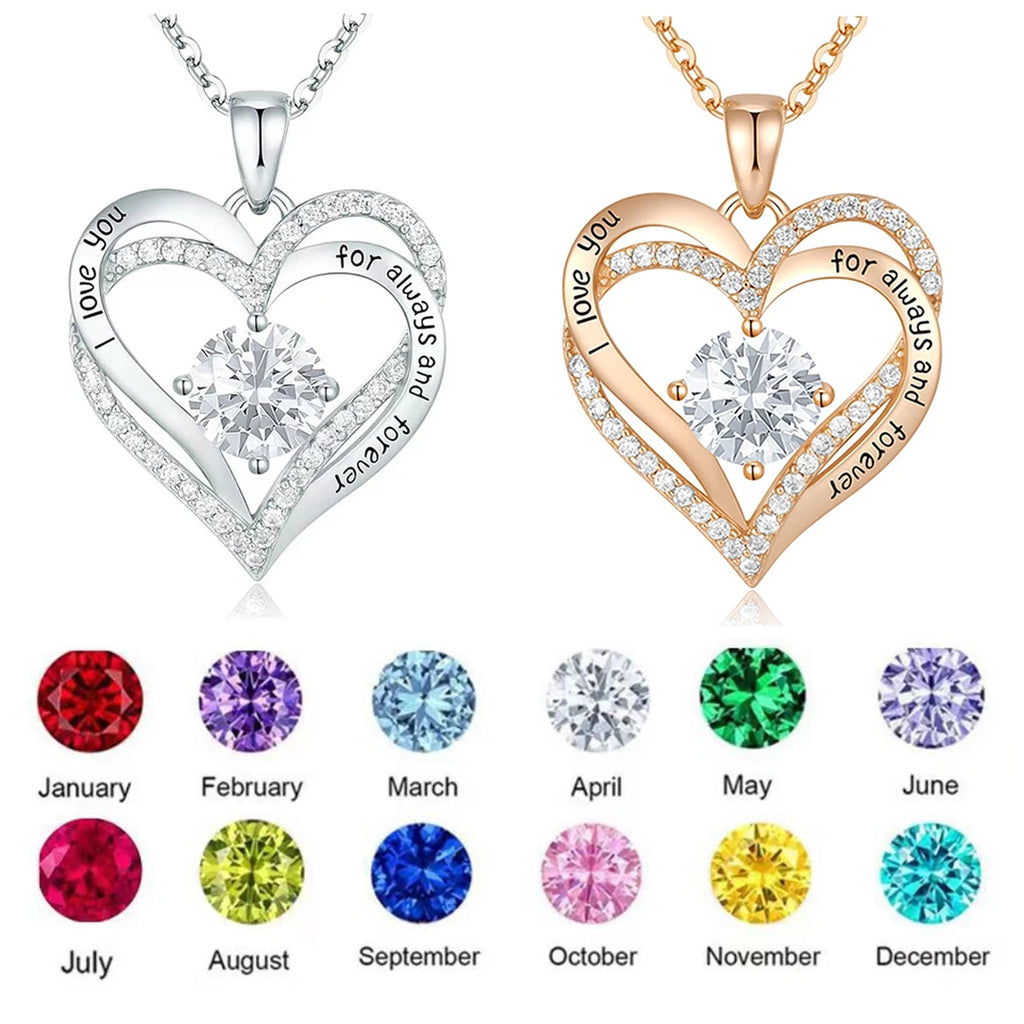 Fashionable 12th Birthday Stone Love Pendant Necklace for Women's High End Charm Jewelry Valentine's Day Gift for Girlfriend
