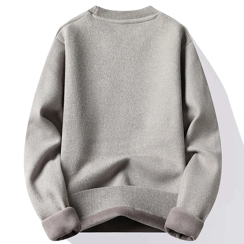 Mens Fashion Sweater Thick Fleeced Top Clothes Casual Pullovers  Jumpers Autumn Winter Men's Clothes