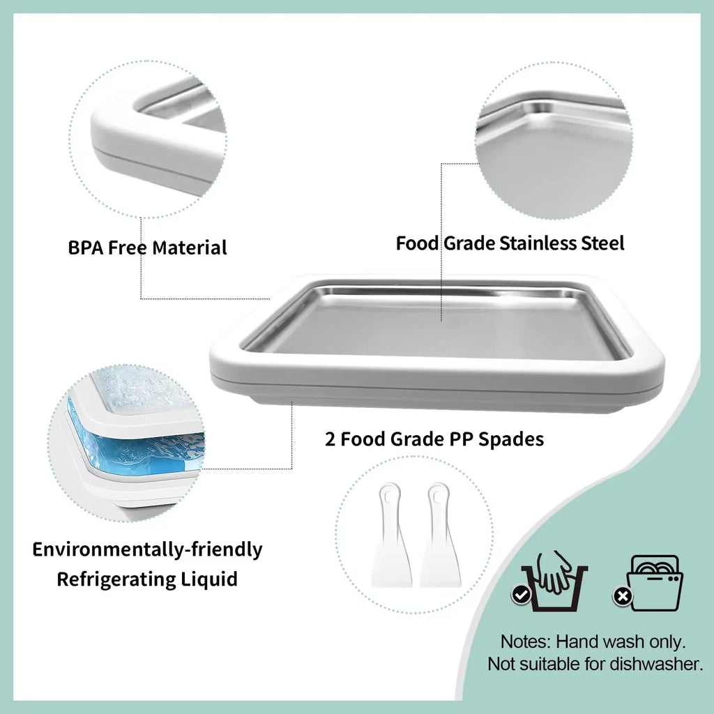 Multifunctional Rolled Ice Cream Maker Cold Sweet Fried Ice Pan DIY Household Frozen Yogurt Maker for Homemade Stir Fry Ice Tray