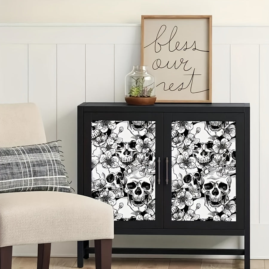 Self-Adhesive Vinyl Wallpaper - Detachable Animal Skull Pattern Wall Decor, Waterproof Soundproof Vinyl Wall Sticker for Living Room, Bedroom, Dining Room, Dorm, Shops, Bathroom - Random Match Easy Install Decal for Home Furn