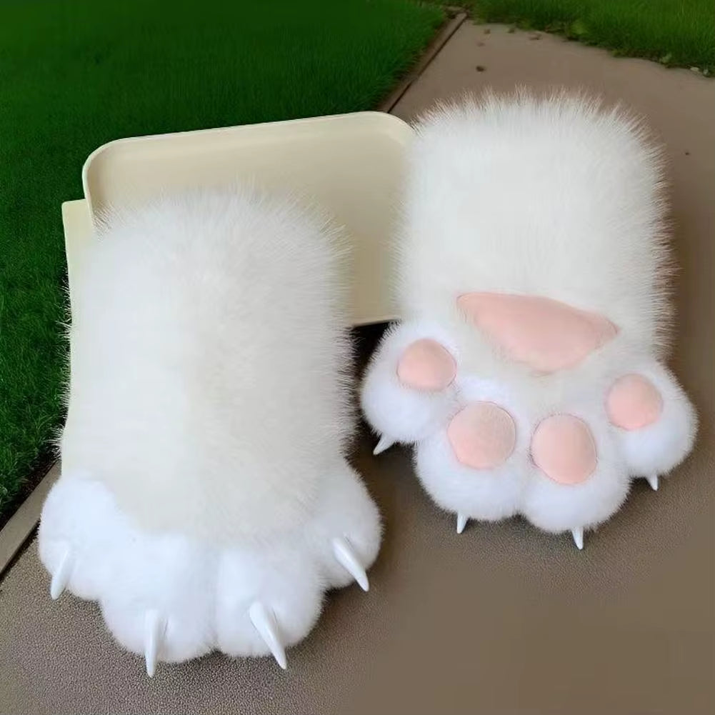 Kawaii Cartoon Cosplay Costume Gloves Furry Fursuit Kigurumi Plush Cat Paw Gloves Thicken Warm Cat Claw Mittens Gifts