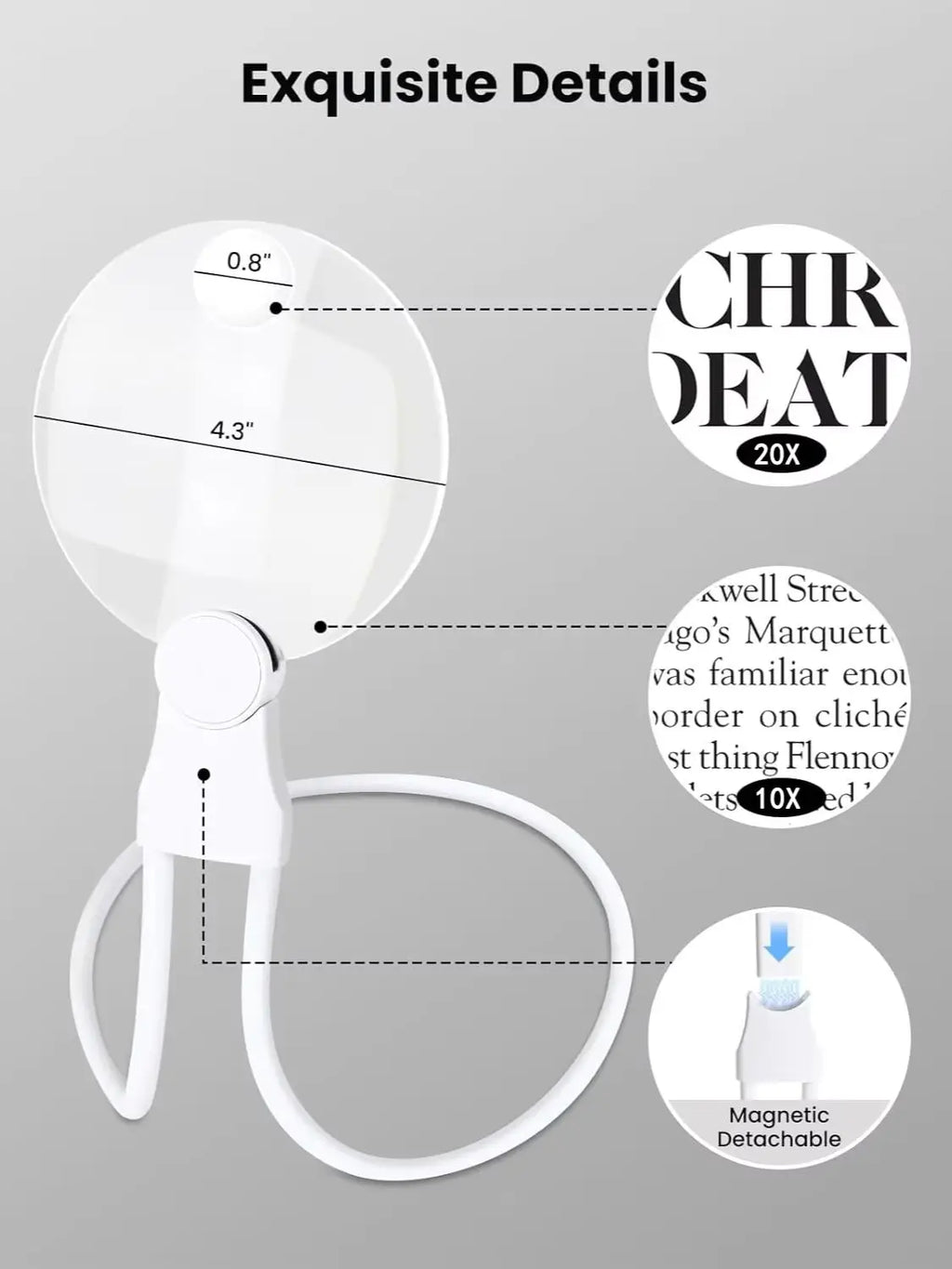 10X Hands Free Magnifying Glass for Neck Wear, Magnifier for Reading, Sewing, Cross Stitch, Inspection, Repair.(4.33Inch)