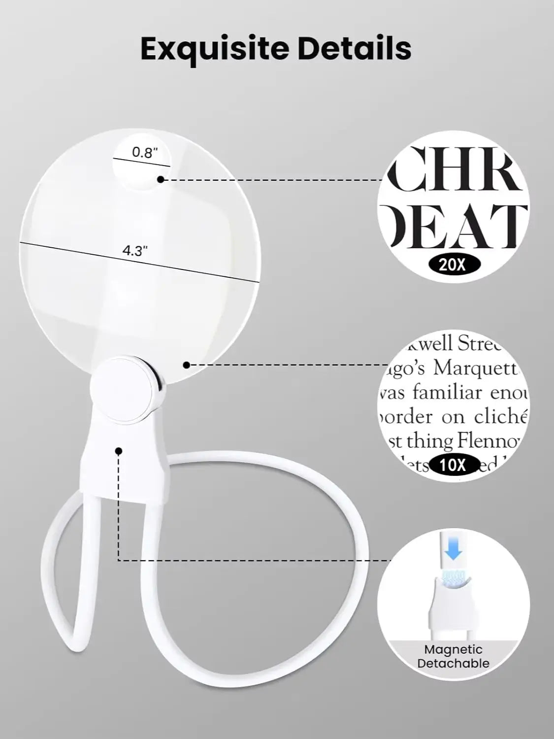 10X Hands Free Magnifying Glass for Neck Wear, Magnifier for Reading, Sewing, Cross Stitch, Inspection, Repair.(4.33Inch)