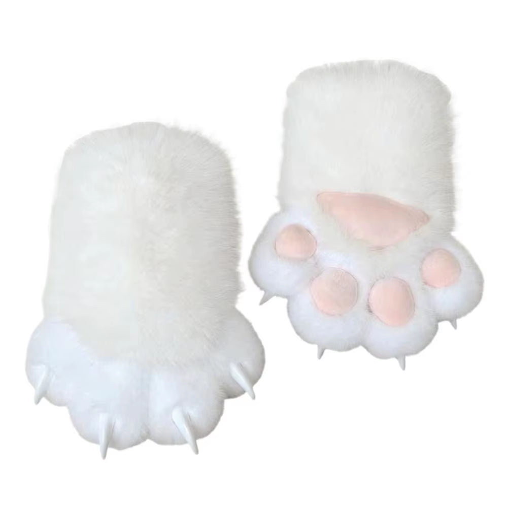Kawaii Cartoon Cosplay Costume Gloves Furry Fursuit Kigurumi Plush Cat Paw Gloves Thicken Warm Cat Claw Mittens Gifts