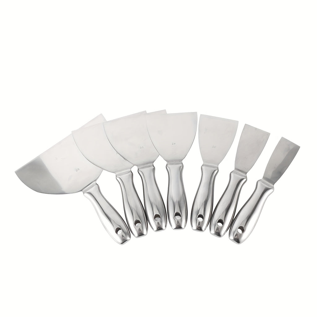 7 Pack Putty Knife Set Premium Polished All-Stainless Steel Scraper Tool for Drywall Finishing Scraping Paint, Taping Professional Grade Putty Blade Wallpaper Scraper