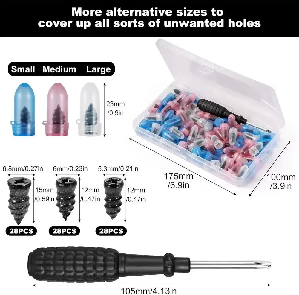 85X Tire Repair Screws Puncture Set Vacuum Car Tyre Repair Rubber Nail Set Tubeless Repair Tools Kit for Motorcycle Truck