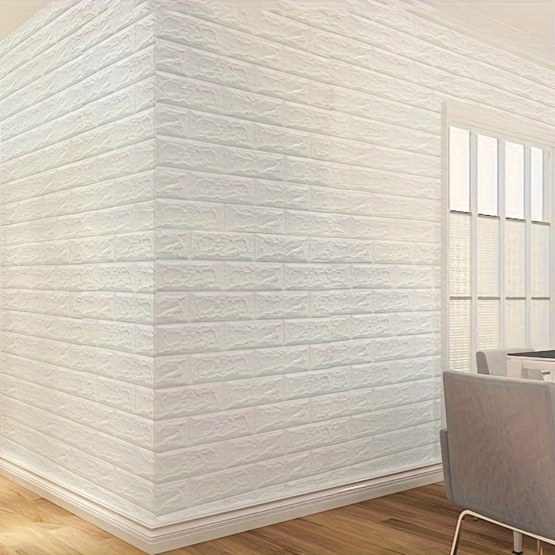 100pcs DIY 3D Wall Sticker Wallpaper, Wall Panel With Knife Foam Soft Brick Self Adhesive Waterproof Mould Proof Room Home Living Room Bahtroom Kitchen Bedding Room Decoration