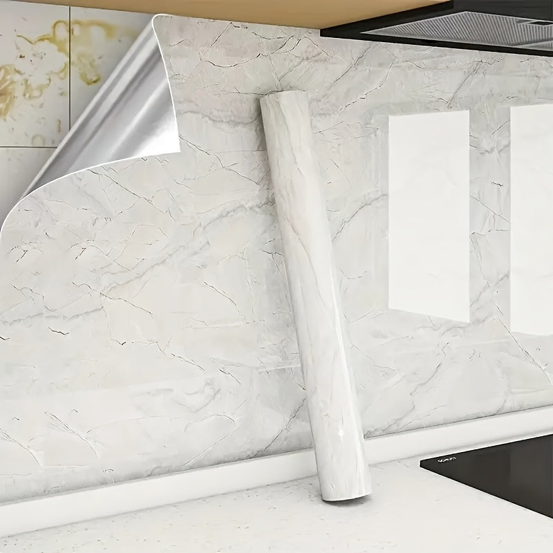 Waterproof Peel & Stick Marble Wallpaper - Self-Adhesive Vinyl Bathroom Wall Stickers with Realistic Veining, High Quality Textured Marble Design for Moisture-Resistant Home Decor, Easy Install Classic Style Wallpaper for Bat