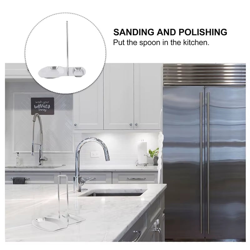 Stainless Steel Pot Lid Rack and Spoon Rest Holder Kitchen Tool for Organizing Cooking Utensils Sleek Silver Design for Countert